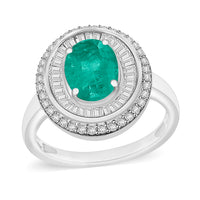 Luxoro Premium Kagem Zambian Emerald and G-H I2 Diamond 2.25 ctw Ring in 10K White Gold