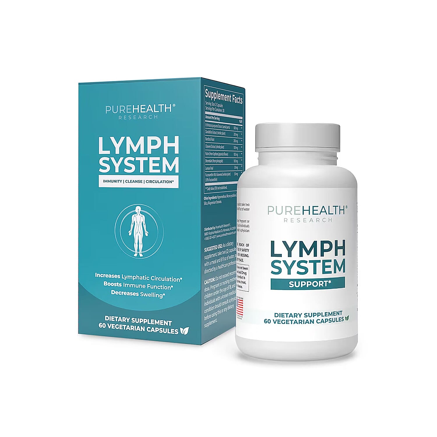 PureHealth Research Lymph System Support Dietary Supplement 60 Vegetarian Capsules