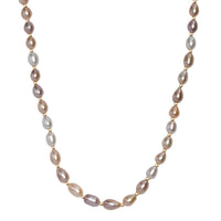 Multi Color Fresh Water Pearl Necklace in 18K Vermeil Yelllow Gold Over Sterling Silver 18 Inches