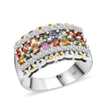 Premium Multi Sapphire and White Zircon 2.15 ctw Ring in 18K Vermeil YG and Rhodium Over Sterling Silver (Size 10.0) - Sticky add to cart bar
