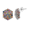 Premium Multi Sapphire 2.50 ctw Jewel Garden Earrings in Rhodium Over Sterling Silver - Sticky add to cart bar