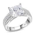 Moissanite 3.20 ctw Ring in Rhodium Over Sterling Silver (Size 10.0) - Sticky add to cart bar