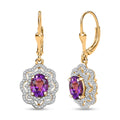 D'Joy Moroccan Amethyst and Moissanite 4.85 ctw Stellar Blossom Earrings in 18K Vermeil Yellow Gold Over Sterling Silver - Sticky add to cart bar
