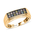 Luxuriant Lab Grown Multi Color Diamond (SI) 0.55 ctw Men's Ring in 18K Vermeil Yellow Gold Over Sterling Silver (Size 10.0) (Del. in 10-12 Days) - Sticky add to cart bar