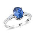 Kashmir Kyanite and White Zircon 2.15 ctw Ring in Rhodium Over Sterling Silver (Size 10.0) - Sticky add to cart bar