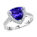 Certified & Appraised Rhapsody AAAA Tanzanite and E-F VS Diamond 4.22 ctw Ring in 950 Platinum 7.57 Grams - Sticky add to cart bar