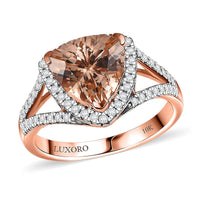 Certified & Appraised Luxoro AAA Marropino Morganite and G-H I2 Diamond 3.50 ctw Ring in 10K Rose Gold (Size 10.0) 4.20 Grams (Del. in 10-15 Days)