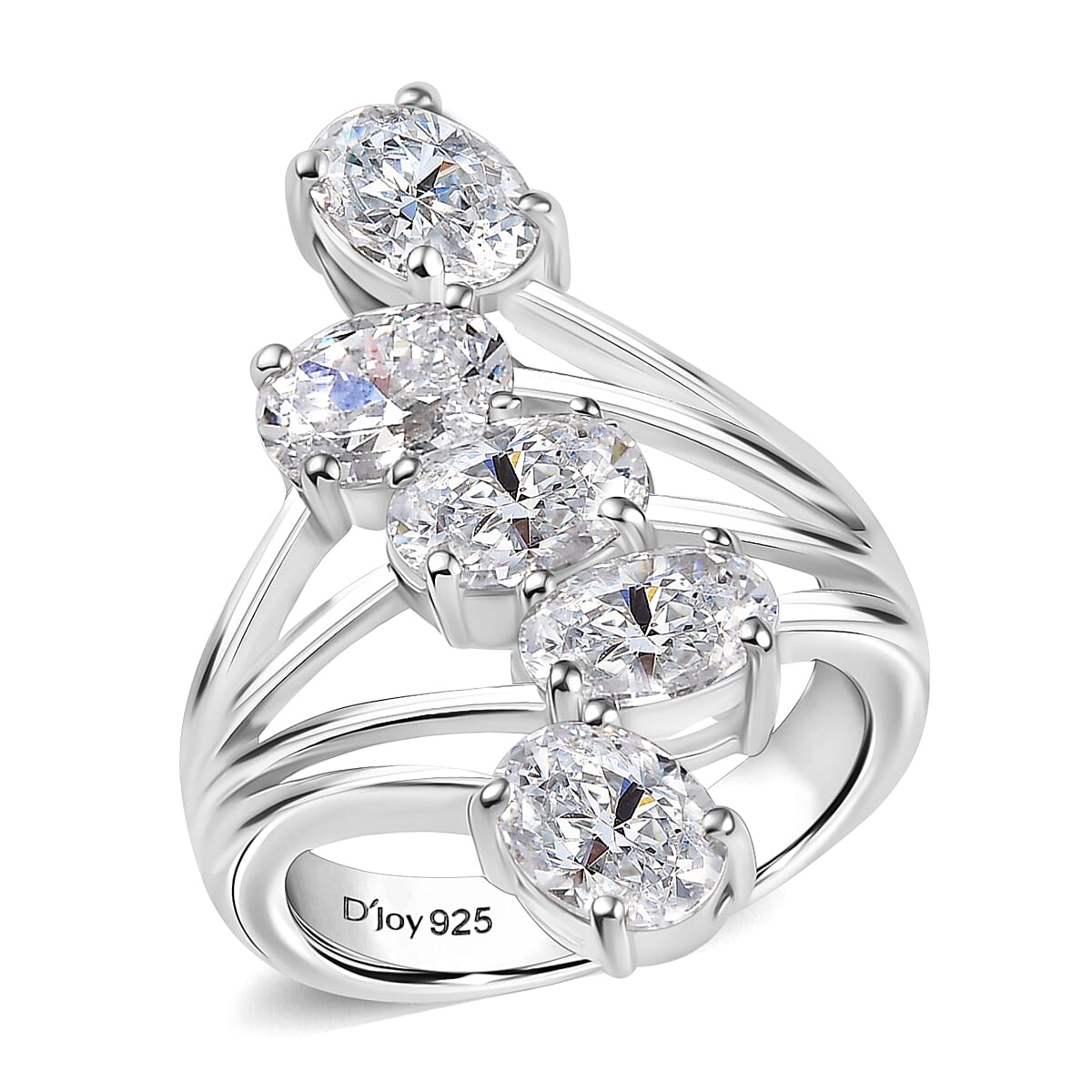 J Francis Embellished with Zirconia by Swarovski Ring in Platinum Over Sterling Silver (Size 5.5) 3.75 ctw