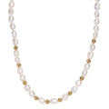 White Color Freshwater Pearl Golden Shoreline Necklace in 18K Vermeil Yellow Gold Over Sterling Silver 18 Inches - Sticky add to cart bar