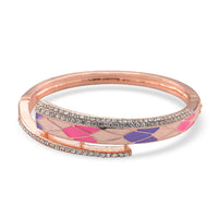 Austrian Crystal Enameled Bangle Bracelet in Rosetone (7.50 In)