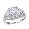 D'Joy Moissanite (Cush 9x9mm) Ring in Rhodium Over Sterling Silver (Size 7.0) 4.80 ctw - Sticky add to cart bar