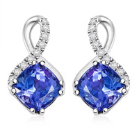 Certified & Appraised Rhapsody AAAA Tanzanite and E-F VS Diamond 2.51 ctw Earrings in 950 Platinum