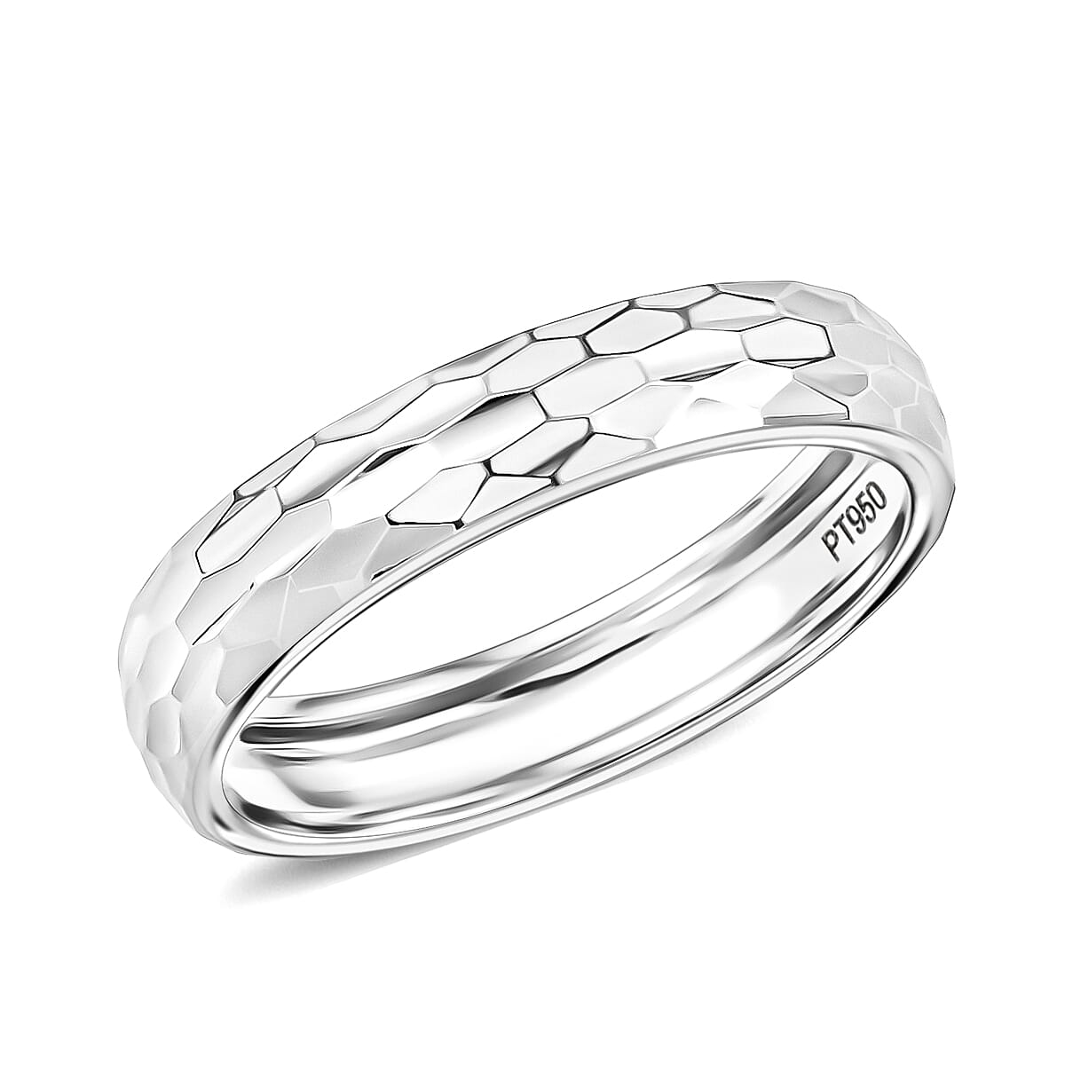 950 Platinum Diamond-Cut Band Ring 4 Grams