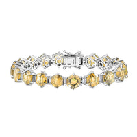 African Amethyst and Moissanite 30.20 ctw Honeycomb Bracelet in Rhodium Over Sterling Silver (7.25 In)