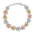 Epic Deal D'Joy 18K Vermeil YRG and Rhodium Over Sterling Silver Floral Bracelet (6.50 In) (11.50 g) - Sticky add to cart bar