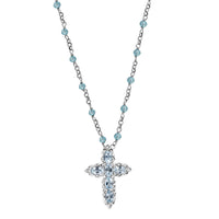 EverTrue Multi Gemstone Cross Necklace (18 Inches) in Platinum Bond 8.25 ctw