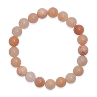 Peach Moonstone 150.00 ctw Beaded Stretch Bracelet