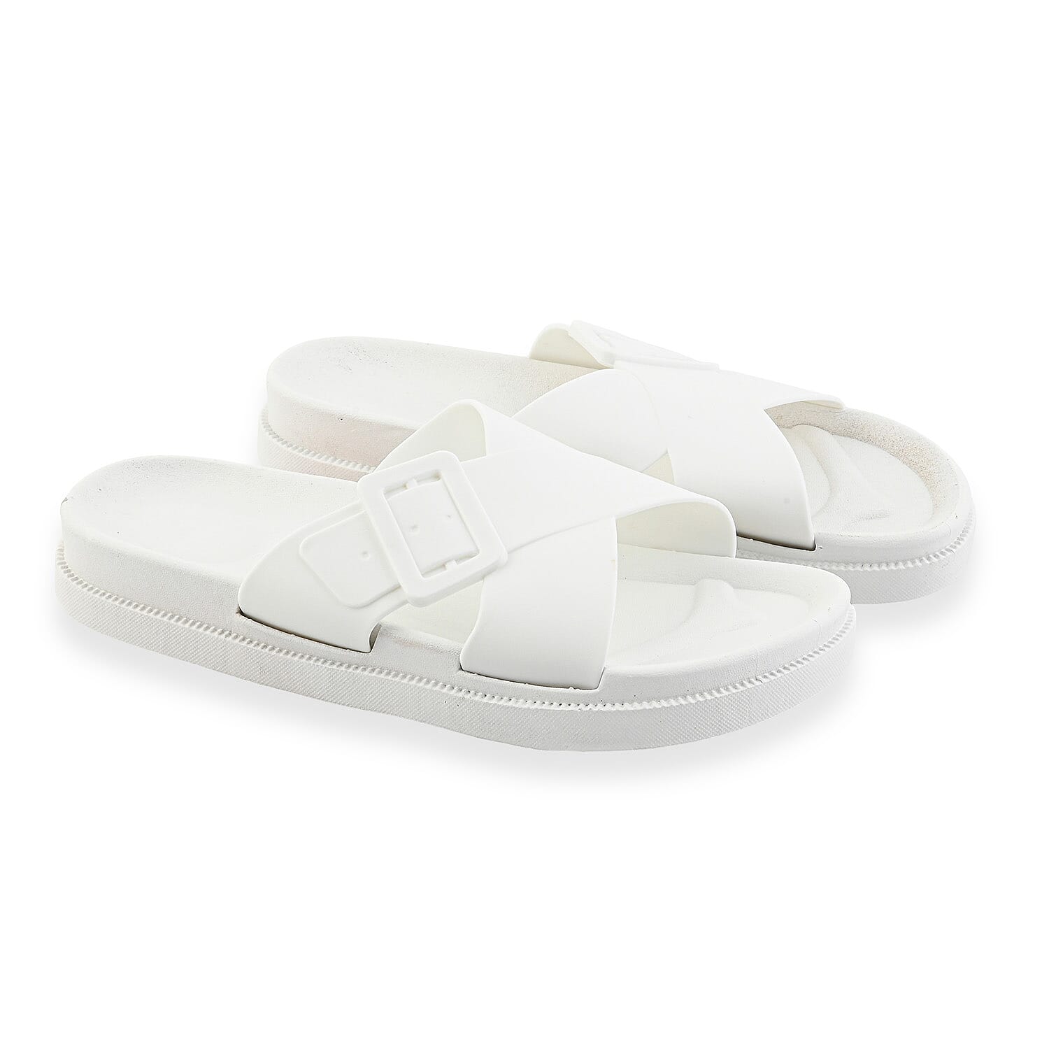 TLV Women's White Cross Strap Sandal - S