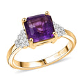 D'Joy AAA African Amethyst and White Zircon 3.10 ctw Ring in 18K Vermeil Yellow Gold Over Sterling Silver (Size 10.0) - Sticky add to cart bar