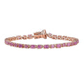 D'Joy Ilakaka Hot Pink Sapphire (FF) and Moissanite 8.35 ctw Bracelet in 18K Vermeil Rose Gold Over Sterling Silv (7.25 In) - Sticky add to cart bar