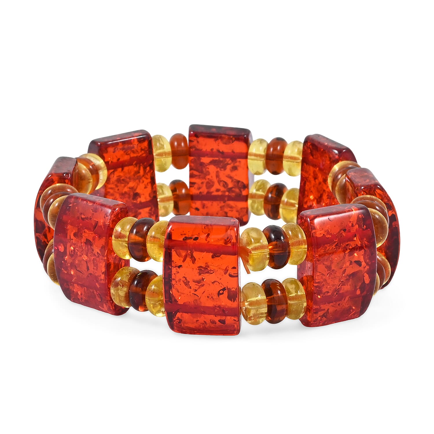 Simulated Amber Large Tanker Stretch Bracelet (6-7In)