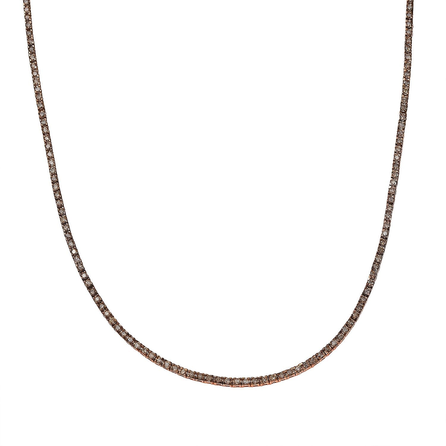 D'Joy Natural Champagne Diamond 5.00 ctw Tennis Necklace in 18K Vermeil Rose Gold Over Sterling Silver 20 Inches