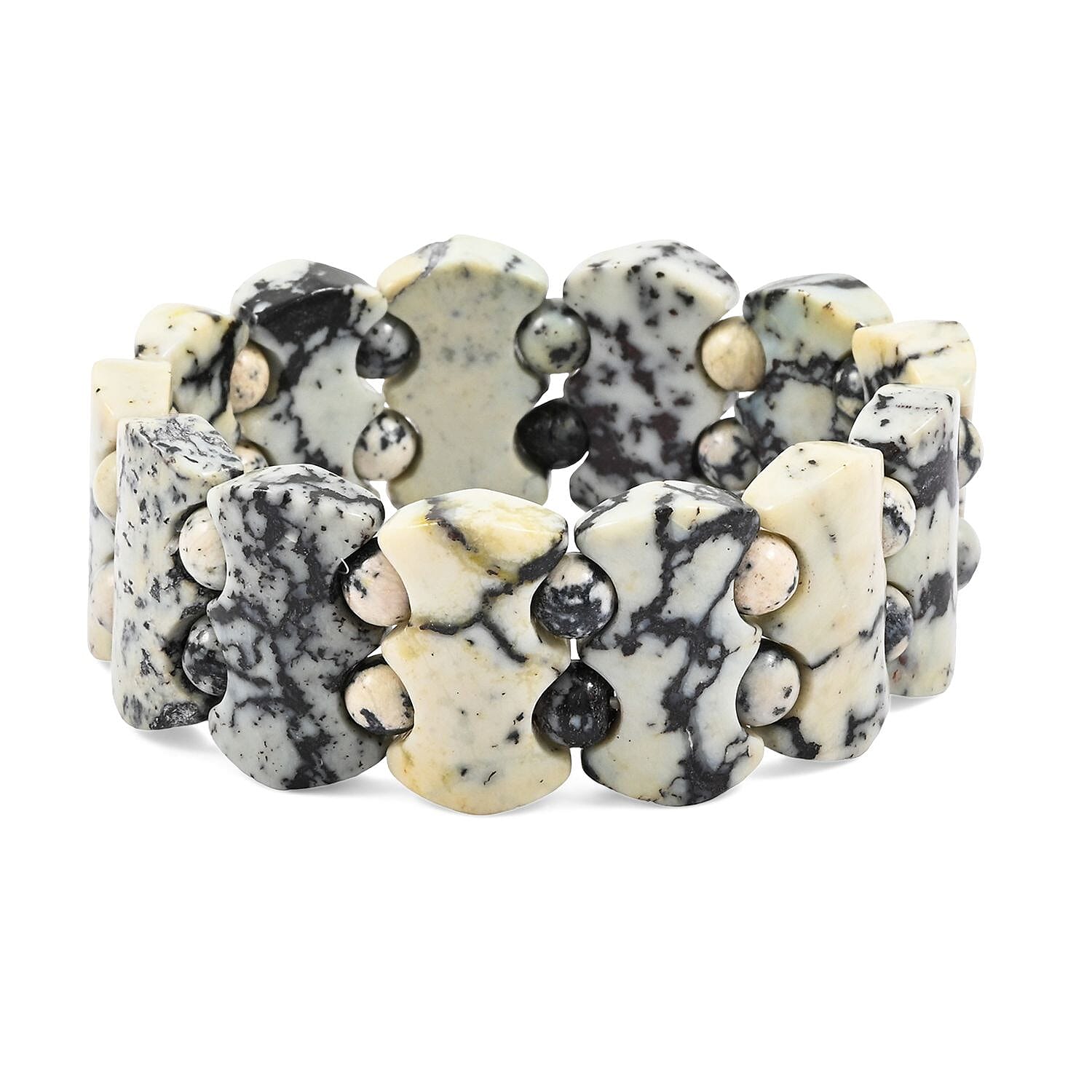 Fancy White Turquoise 255.85 ctw Stretch Bracelet (6-7In)
