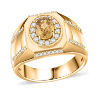 Premium Tanzania Yellow Zircon and White Zircon 1.90 ctw Ring in 18K Vermeil Yellow Gold Over Sterling Silver (Size 12.0)