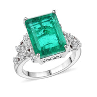 Ever True Emeraldine Quartz (Triplet) and Multi Gemstone 8.90 ctw Ring in Platinum Bond