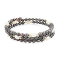 Black & White Freshwater Pearl (D) Memory Wire Bracelet (7 In) - Sticky add to cart bar