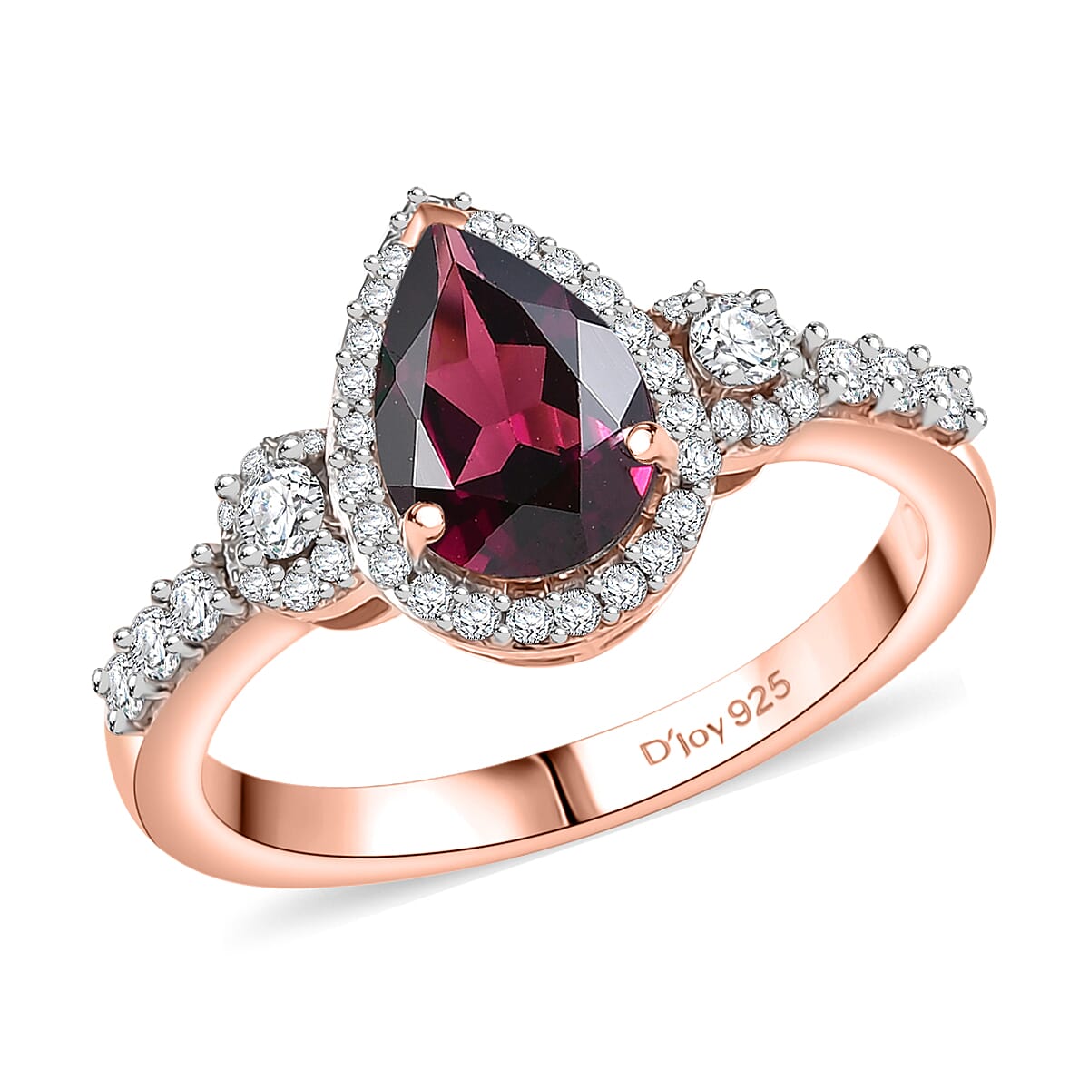 Epic Deal D’Joy AAA Radiant Ember Garnet, Moissanite Ring in 18K Vermeil RG Over Sterling Silver (Size 10.0) 2.00 ctw