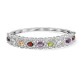 EverTrue Multi Gemstones 8.70 ctw Bangle Bracelet in Platinum Bond (7.25 In) - Sticky add to cart bar