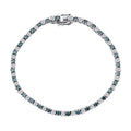 Luxuriant Lab Grown Blue Diamond (IR) and Lab Grown White Diamond SI 3.00 ctw Midnight Ice Bracelet in Rhodium Over Sterling Silver (6.50 In) - Sticky add to cart bar