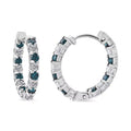 Luxuriant Lab Grown Blue Diamond (IR) and Lab Grown White Diamond SI 1.85 ctw Midnight Ice Hoop Earrings in Rhodium Over Sterling Silver - Sticky add to cart bar