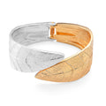 Leaf Bangle Bracelet in Silvertone and Goldtone (6.75 In) - Sticky add to cart bar