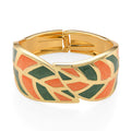 Multi Color Enameled Leaf Bangle Bracelet in Goldtone (7.25 In) - Sticky add to cart bar