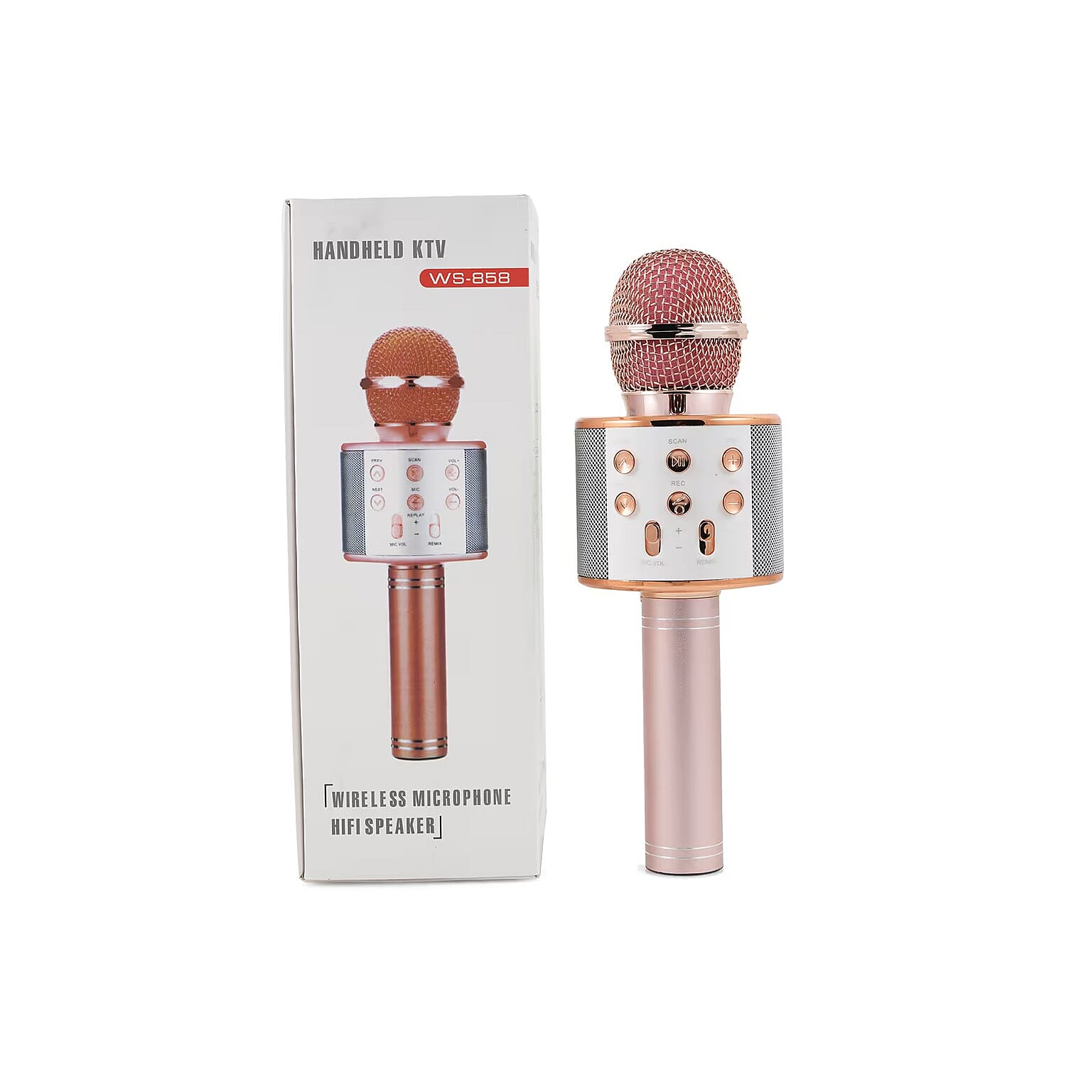 CLOSEOUT Total Vision Handheld Karaoke Microphone with Bluetooth Speaker -Rose Gold