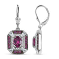 D'Joy Orissa Rhodolite Garnet, White Zircon Earrings in Rhodium Over Sterling Silver 3.70 ctw - Sticky add to cart bar
