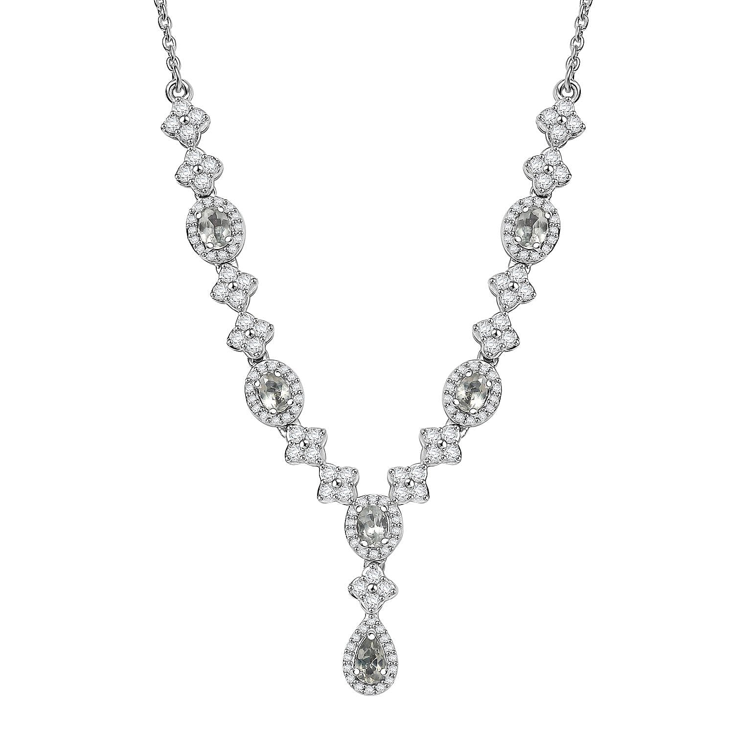 D'Joy Narsipatnam Alexandrite and White Zircon 2.85 ctw Mystic Flow Necklace 18 Inches in Rhodium Over Sterling Silve