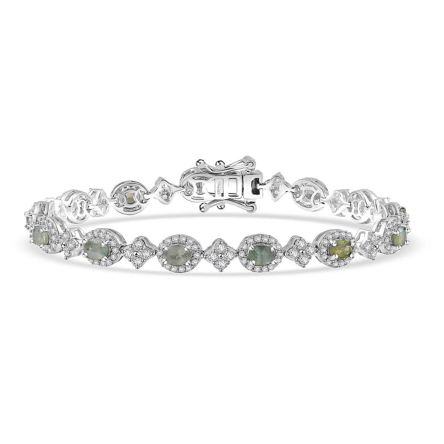 D'Joy Narsipatnam Alexandrite and White Zircon 5.25 ctw Mystic Flow Bracelet in Rhodium Over Sterling Silver (6.50 In)