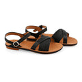 Ashley Black Denim Rhinestone Buckle Sandals - Size 6 - Sticky add to cart bar