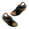 Cherokee Black Laser Cut Cross Strap Sandal - Size 6 - Sticky add to cart bar