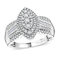 D'Joy Diamond Marquise Cluster Ring in Sterling Silver