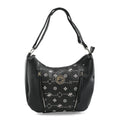 Beverly Hills Polo Club Black Logo Pattern & Solid Vegan Leather Shoulder Bag - Sticky add to cart bar