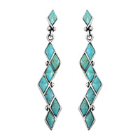 Santa Fe Style Kingman Turquoise Earrings in Sterling Silver