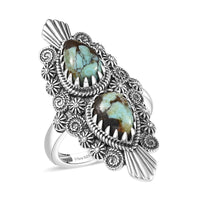 D'Joy Artisan Crafted Whispering Web Turquoise Ring in Sterling Silver (Size 7.0) 3.10
