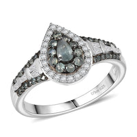D'Joy Narsipatnam Alexandrite and White Zircon 1.25 ctw Ring in Rhodium Over Sterling Silver (Size 10.0)