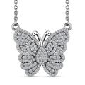 Luxuriant Lab Grown Diamond G-H SI 1.00 ctw Butterfly Necklace 18-20 Inches in Rhodium Over Sterling Silver (Del. In 10-12 Days) - Sticky add to cart bar