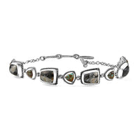 D'Joy Artisan Crafted White Buffalo and Blue Ho9rizon Turquoise 11.70 ctw Bracelet in Sterling Silver (6.50-8.0In)