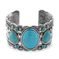 Constituted Blue Howlite 34.00 ctw Southwestern Cuff Bracelet in Silvertone (7.25 In) - Sticky add to cart bar